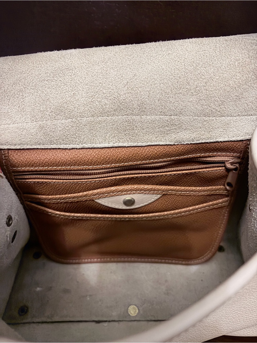 Dooney & Bourke Vintage Pebbled Leather Flap Crossbody in Cream - Picture 10 of 12